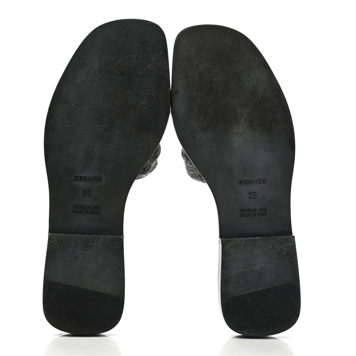 Hermes Goatskin Crystal Oran Sandals 35 Black 5 of 12