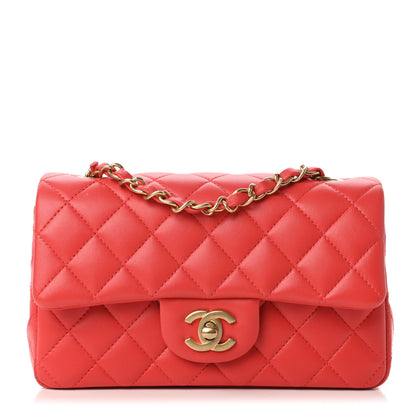 Chanel Lambskin Quilted Mini Rectangular Flap Red 1 of 11