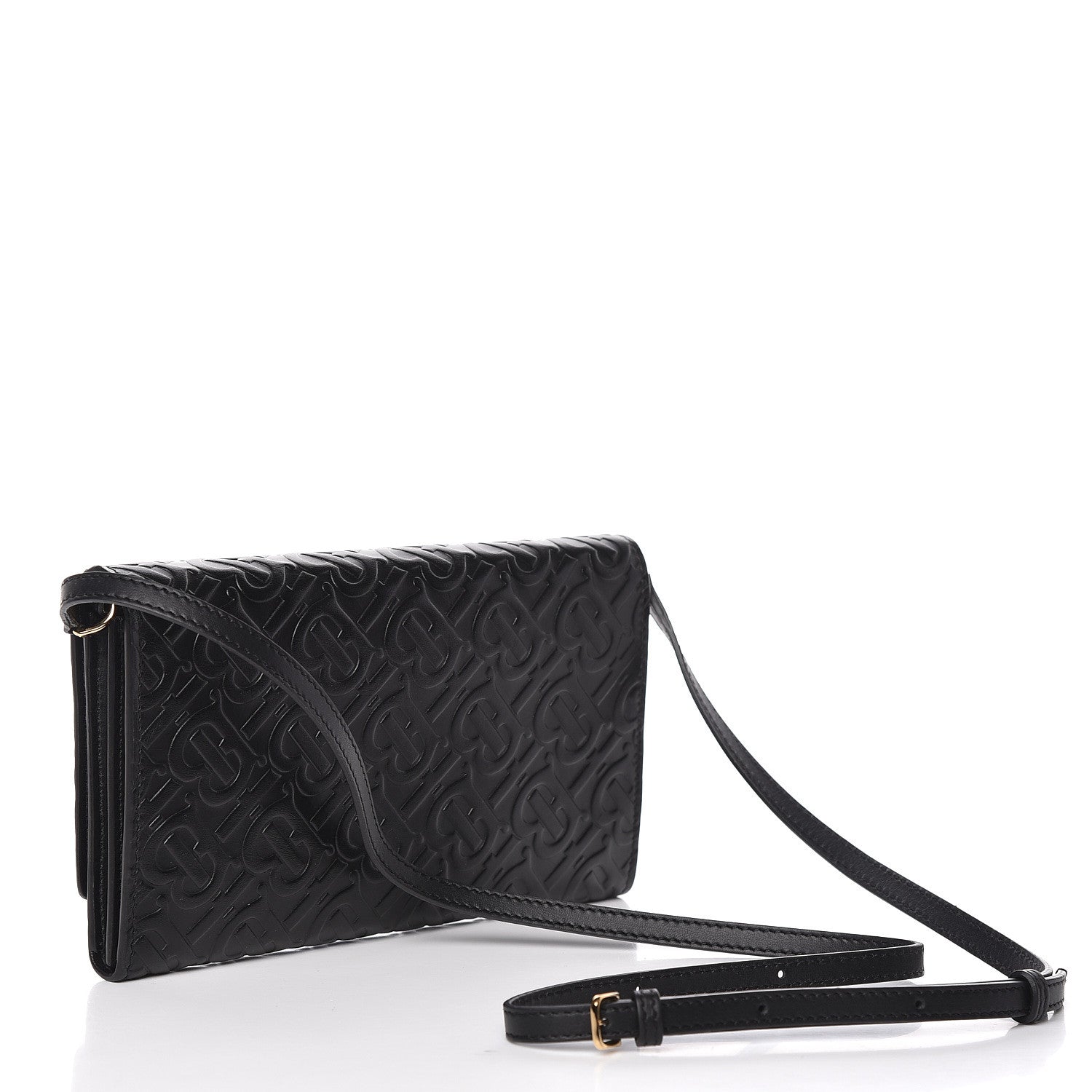 Burberry Calfskin Embossed Monogram Crossbody Black 3 of 9