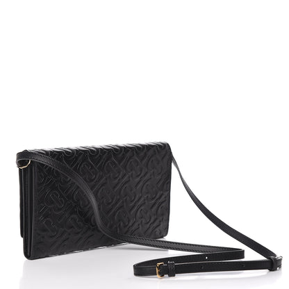 Burberry Calfskin Embossed Monogram Crossbody Black 3 of 9