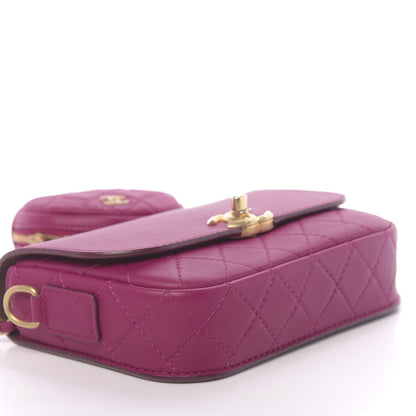 Chanel Calfskin Quilted Multi Pouching Flap And Coin Purse Fuchsia 8 of 10