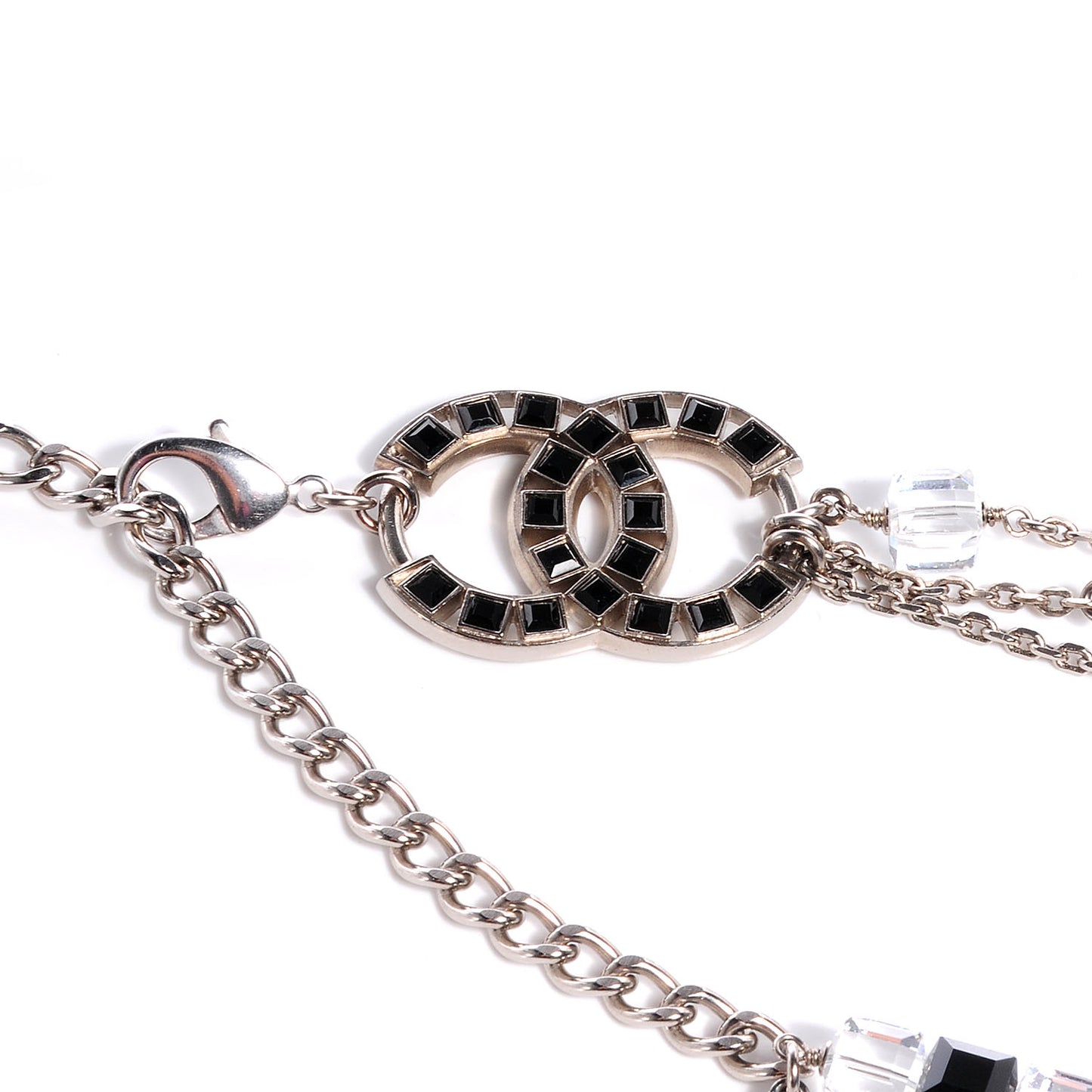 Swarovski Crystal Large CC Double Strand Belt Black