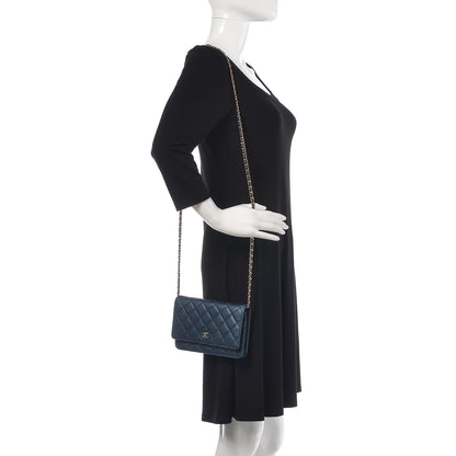 Chanel Iridescent Caviar Quilted Wallet On Chain WOC Blue 2 of 11