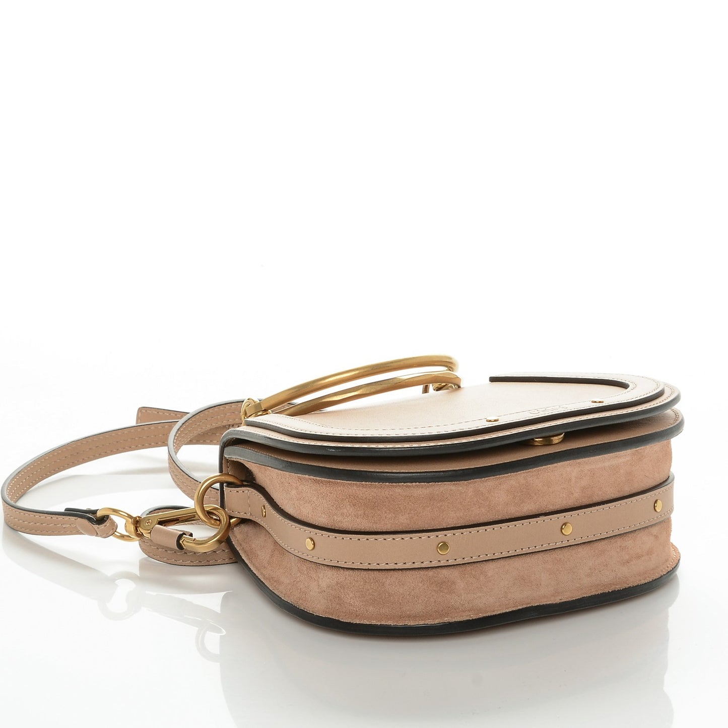 Calfskin Suede Small Nile Bracelet Bag Biscotti Beige