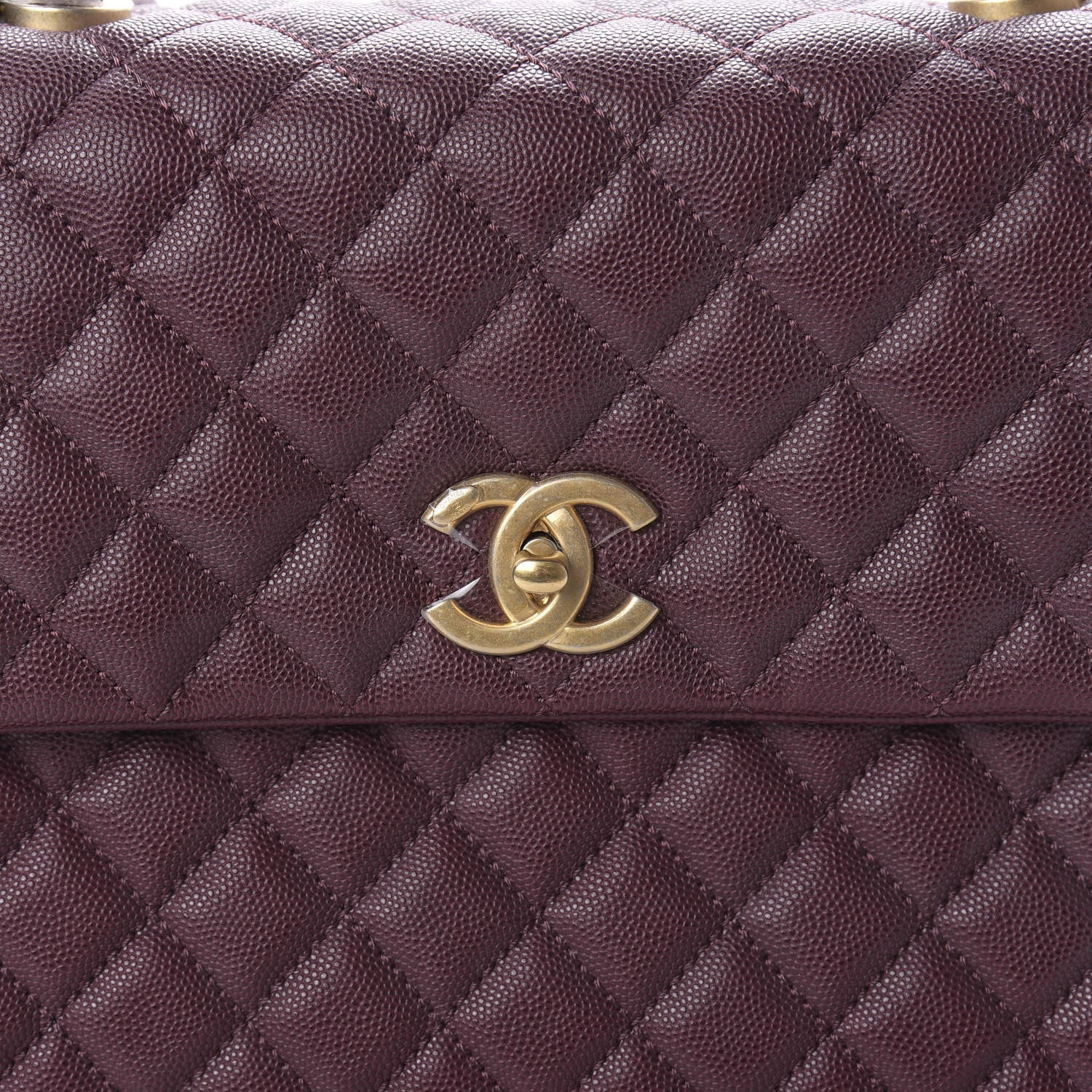 Chanel Caviar Lizard Quilted Medium Coco Handle Flap Burgundy 10 of 11