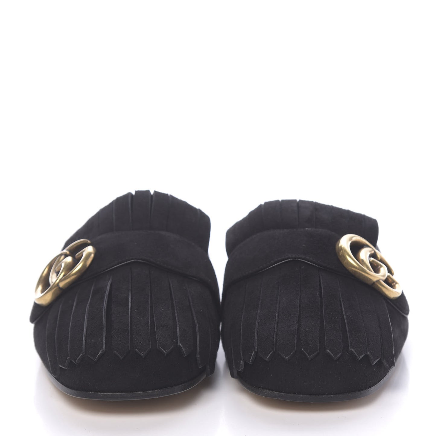 Kid Scamosciato GG Marmont Fringe Slippers 39 Black