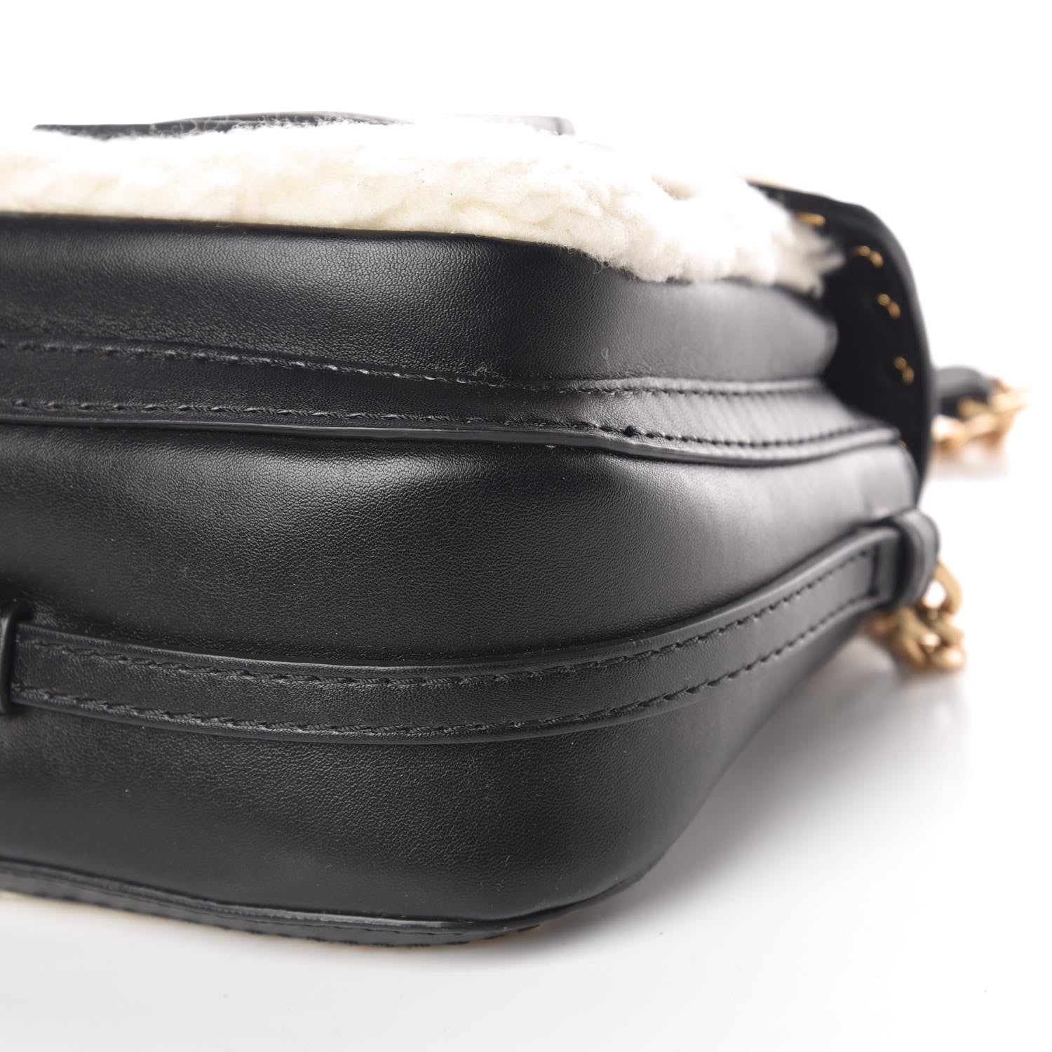 Stella McCartney Eco Alter Nappa Eco Shearling Popper Shoulder Bag Natural 6 of 11
