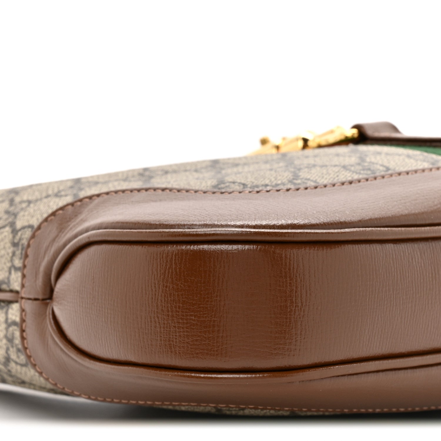 Gucci GG Supreme Monogram Azalea Calfskin Web Small Jackie 1961 Hobo Beige Ebony Brown Sugar 10 of 10