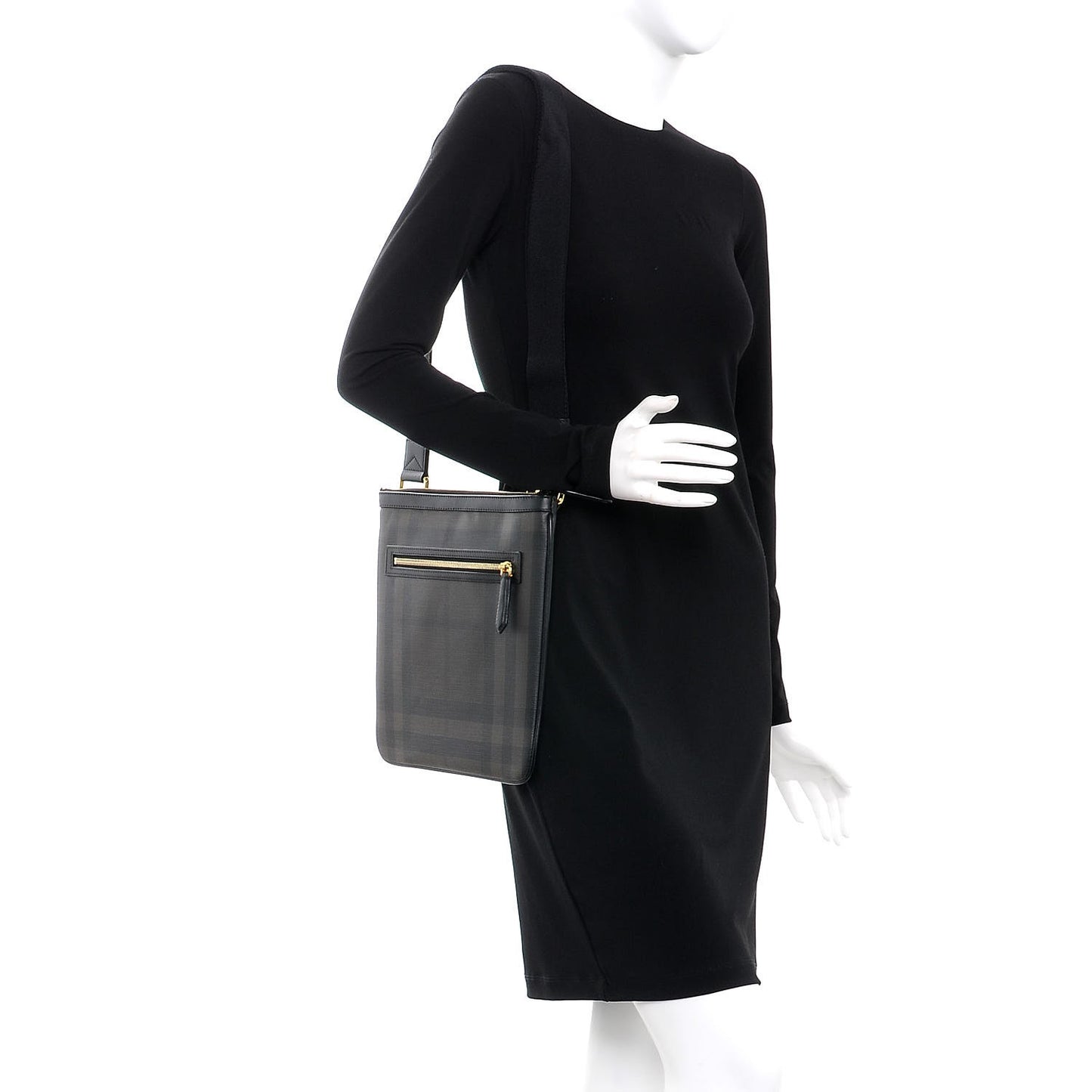 London Check Beckley Crossbody Messenger Bag Chocolate Black