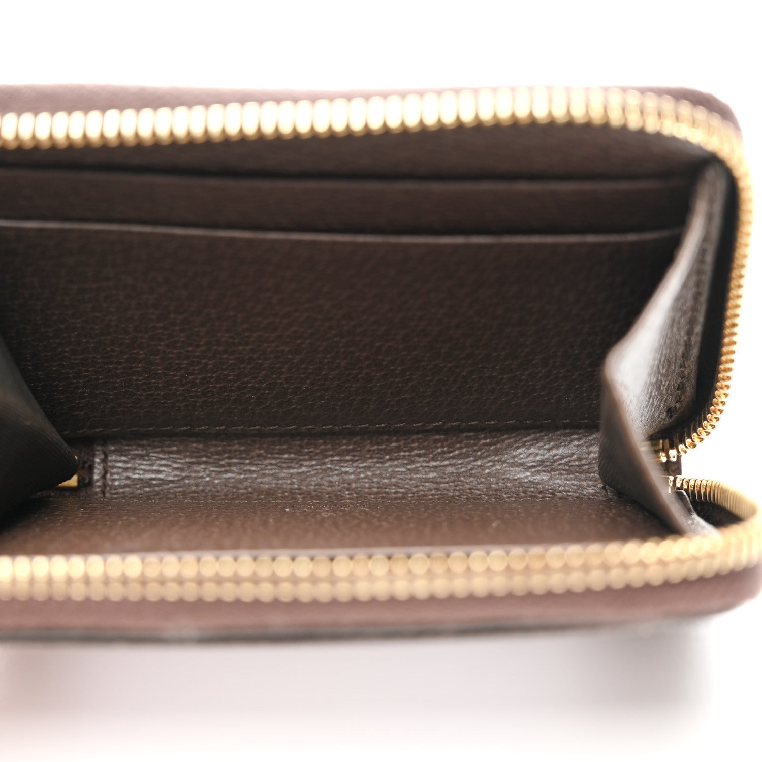 Gucci GG Supreme Monogram Textured Dollar Calfskin Web Ophidia Zip Around Card Case Wallet Beige Ebony New Acero 5 of 10
