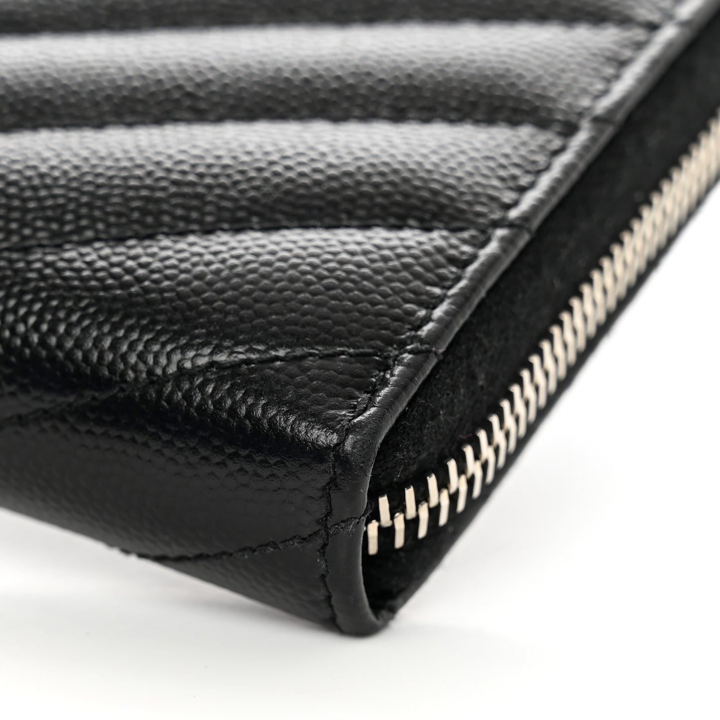 Grain De Poudre Matelasse Chevron Monogram Zip Around Wallet Black