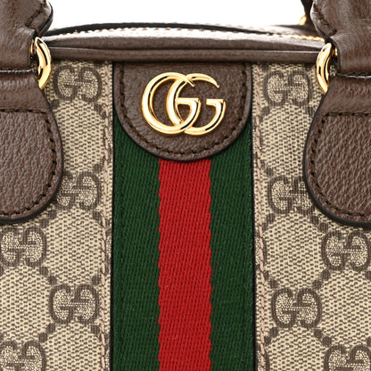 Gucci GG Supreme Monogram Textured Dollar Calfskin Web Mini Ophidia Top Handle Bowler Bag Beige Ebony New Acero 8 of 14