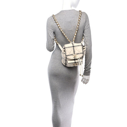 Chanel Wool Tweed Elegant Backpack Ecru Black 2 of 10