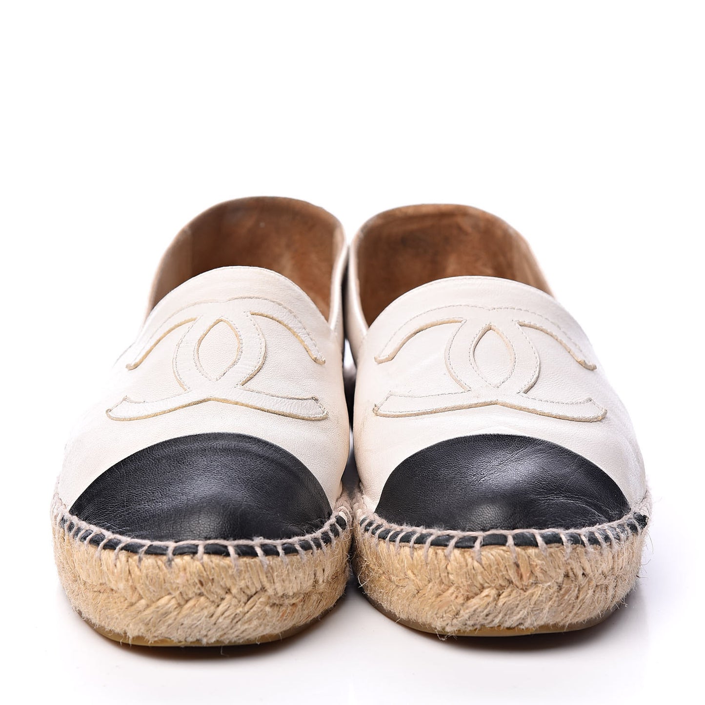 Lambskin CC Espadrilles 38 White Black
