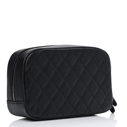 Chanel Caviar Quilted Medium Curvy Pouch Cosmetic Case Black 3 of 5
