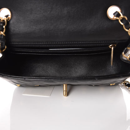 Chanel Lambskin Quilted Studded Mini Rectangular Flap Black 5 of 10