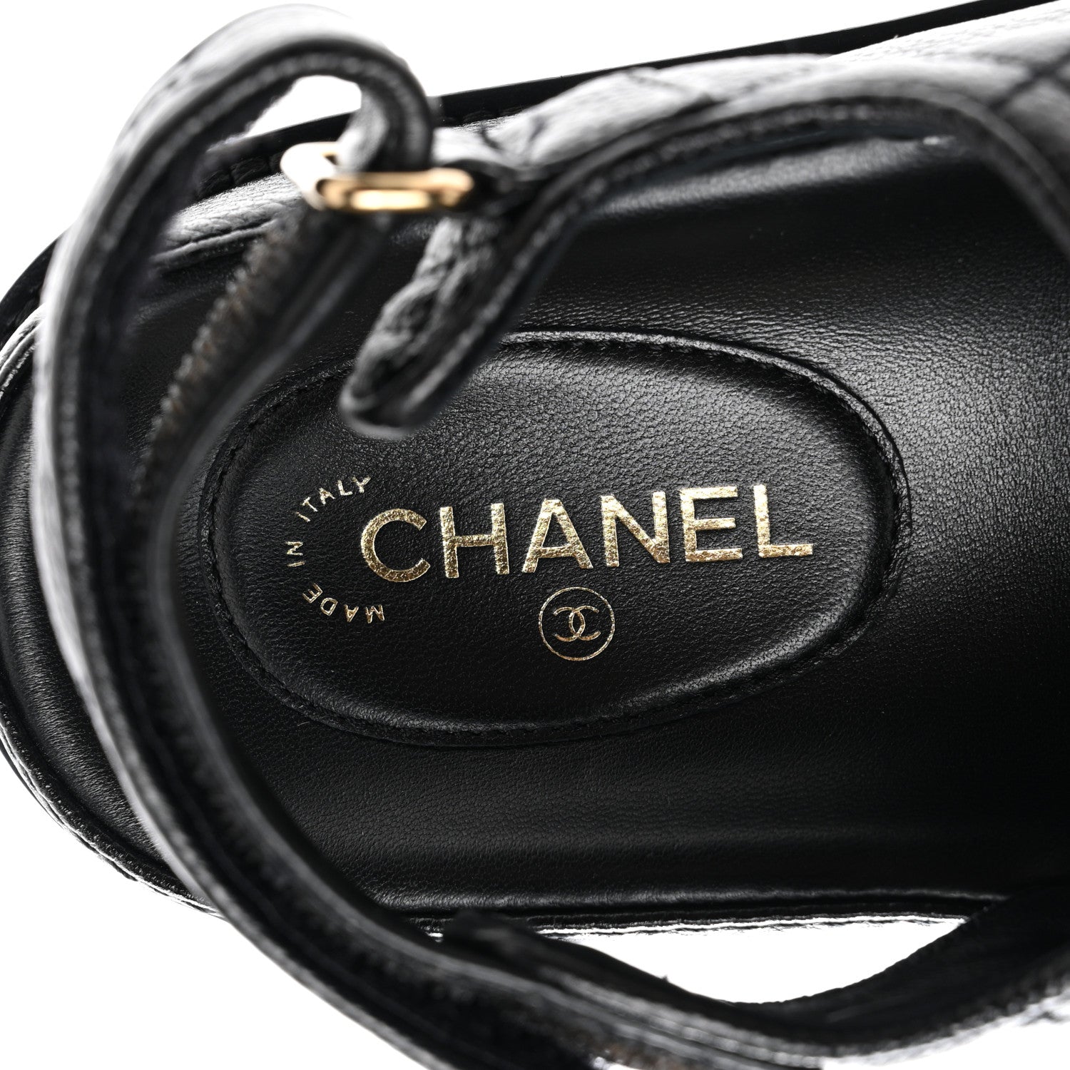 Chanel Grained Calfskin Velcro Dad Sandals 36.5 Black 7 of 9