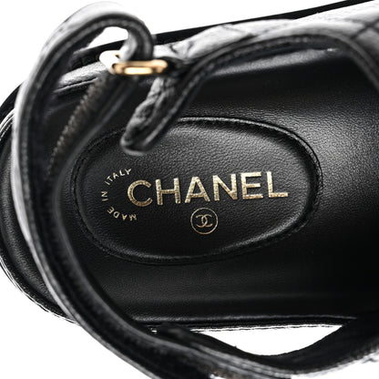 Chanel Grained Calfskin Velcro Dad Sandals 36.5 Black 7 of 9