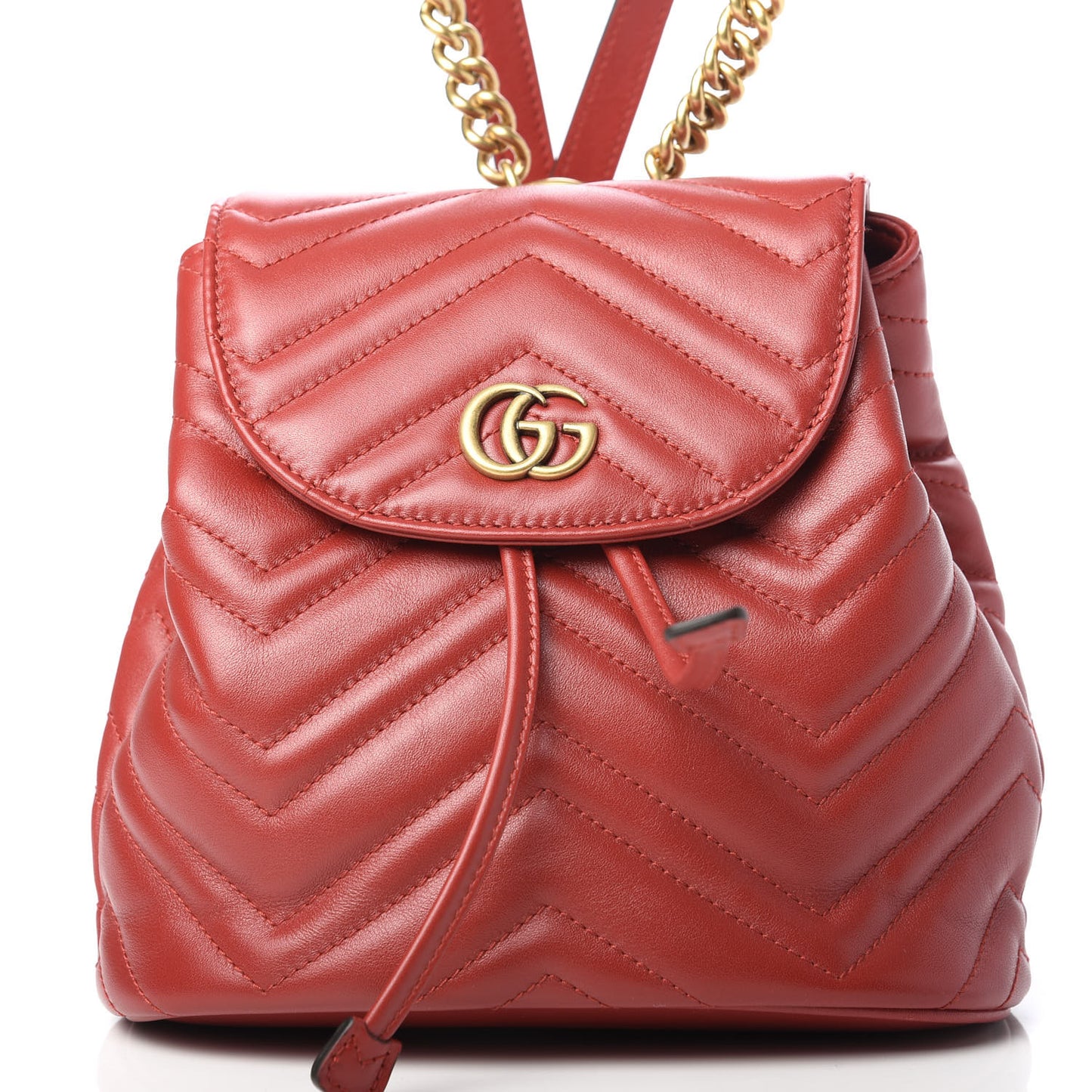 Calfskin Matelasse GG Marmont Flap Backpack Hibiscus Red