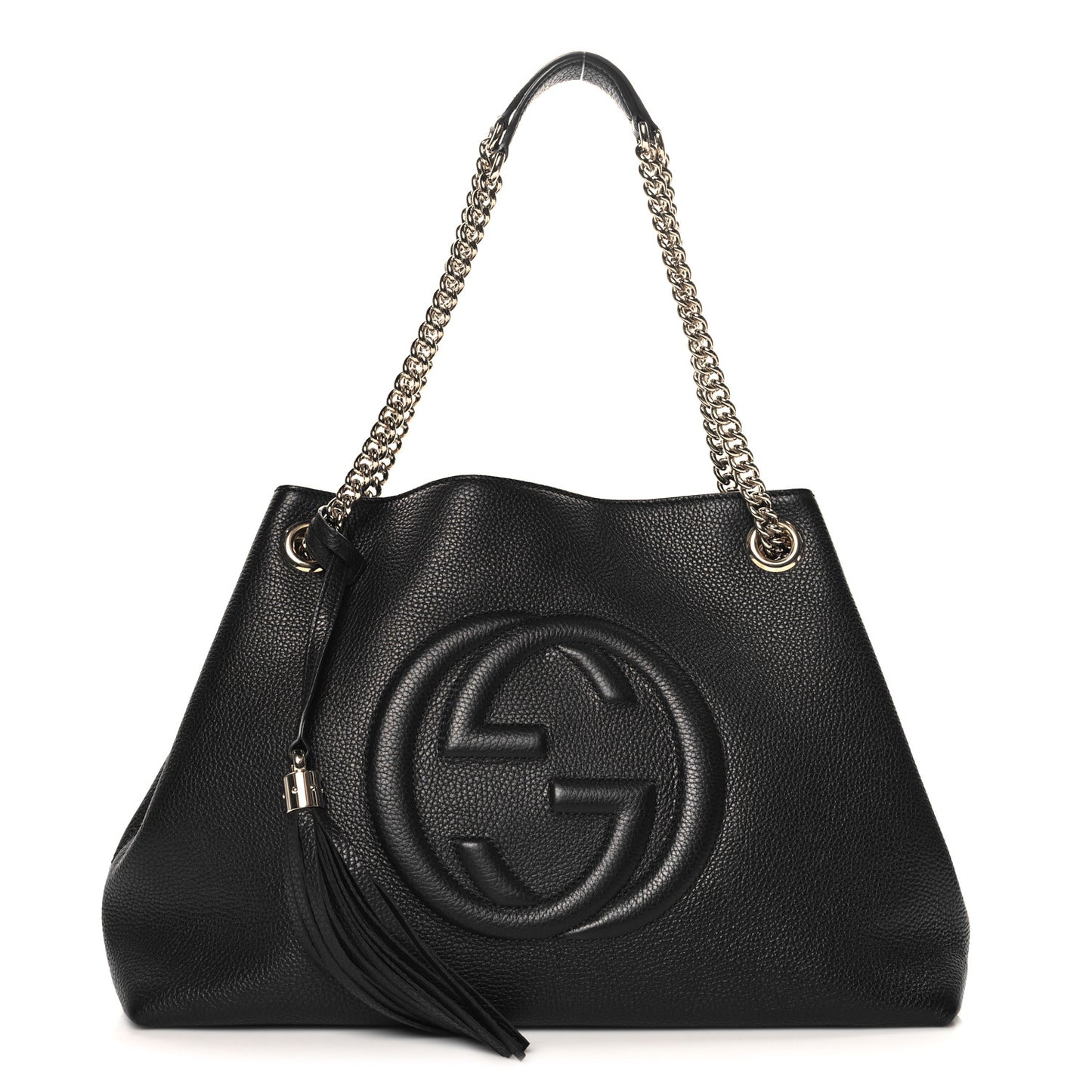 Pebbled Calfskin Medium Soho Chain Shoulder Bag Black