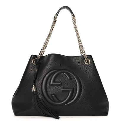 Gucci Pebbled Calfskin Medium Soho Chain Shoulder Bag Black 1 of 10