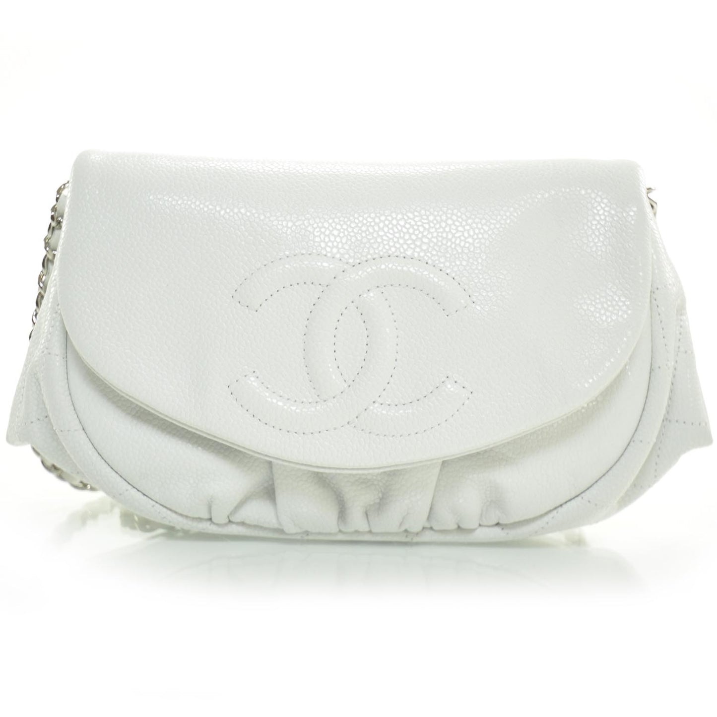Caviar Half Moon Wallet On Chain Bag WOC White