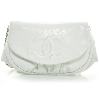 Chanel Caviar Half Moon Wallet On Chain Bag WOC White 1 of 11