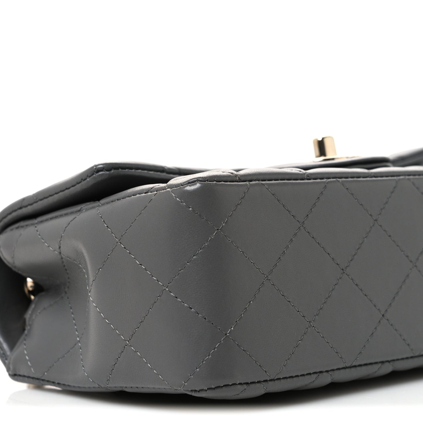Lambskin Quilted Mini Rectangular Flap Grey