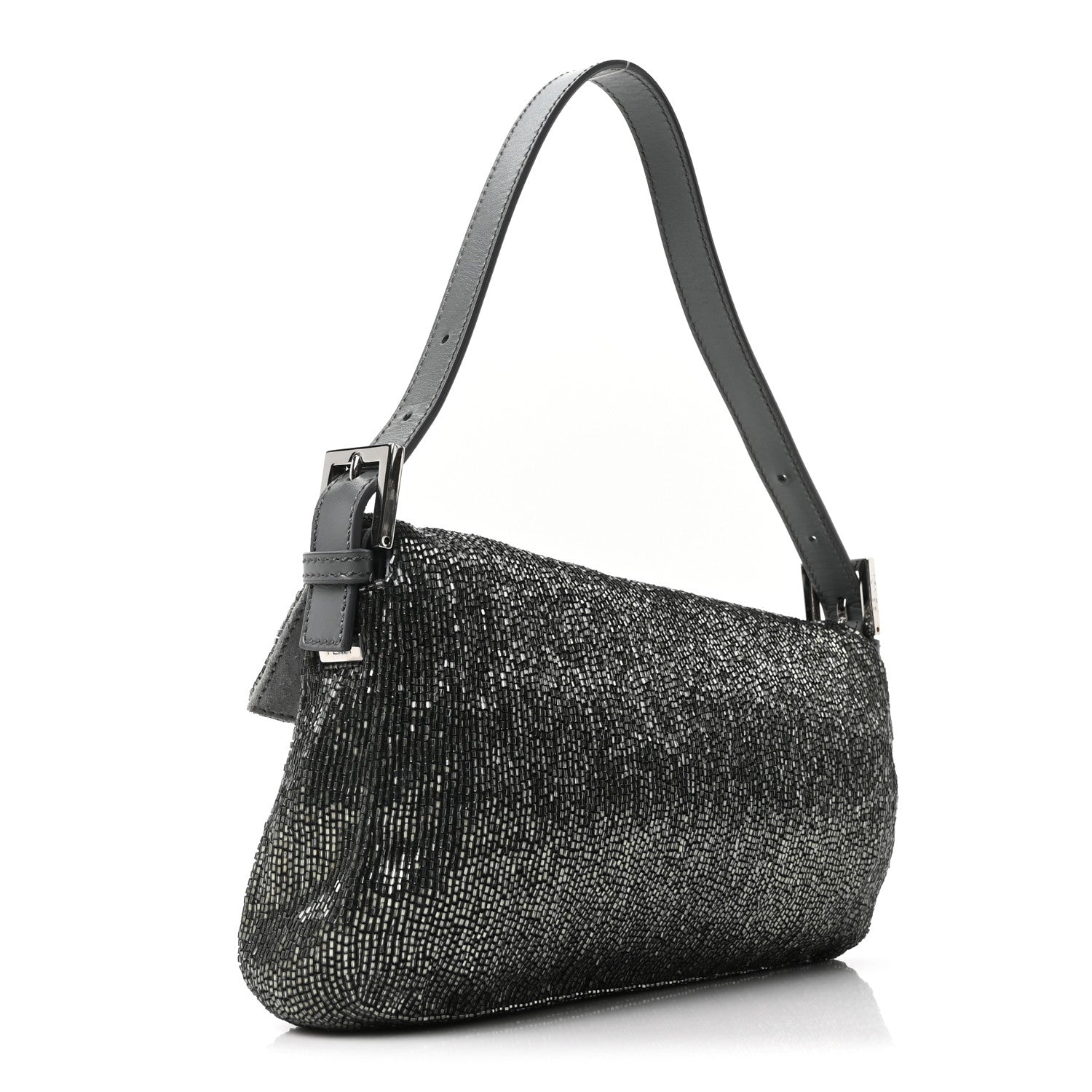 Fendi Sequin Beaded Baguette Grey 4 of 10