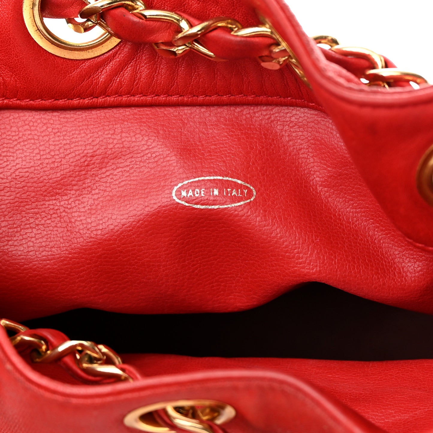 Lambskin CC Drawstring Shoulder Bag Red