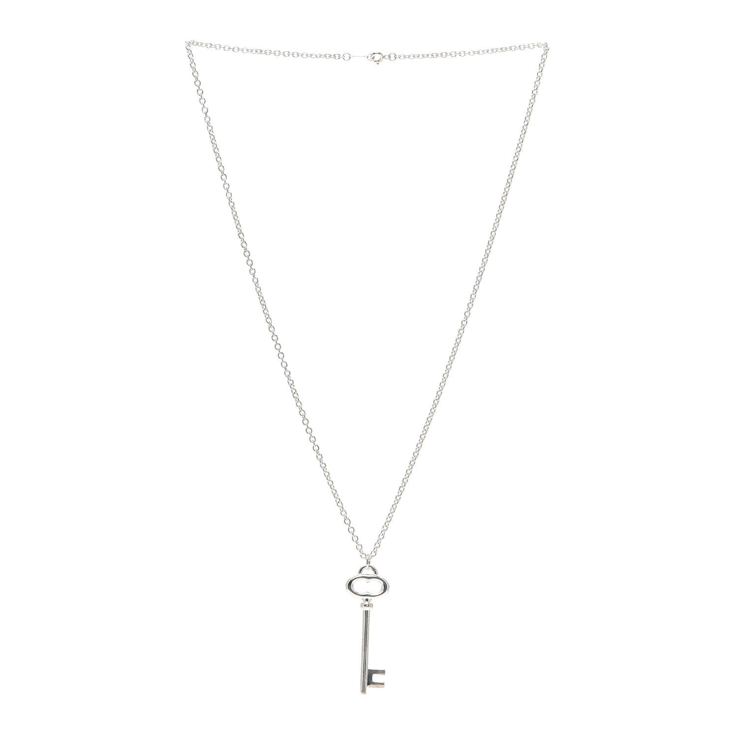 Tiffany Sterling Silver Oval Key Pendant Necklace 2 of 4