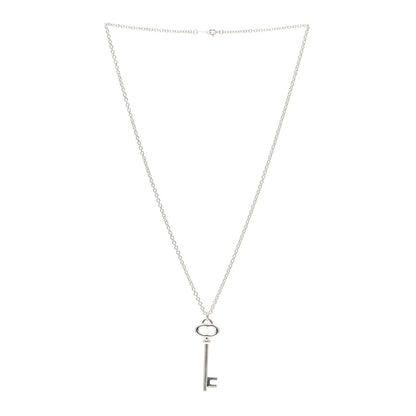 Tiffany Sterling Silver Oval Key Pendant Necklace 2 of 4