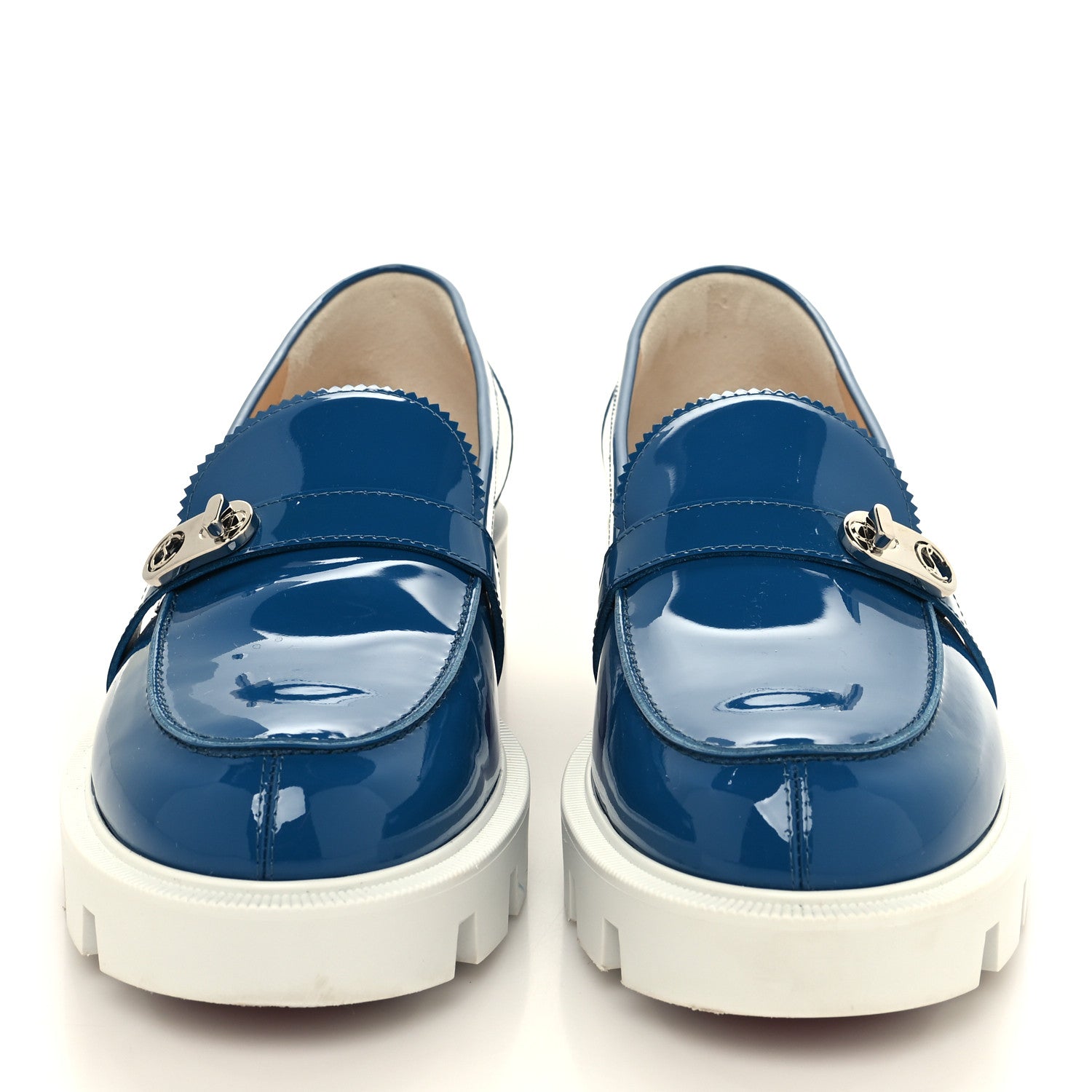 Christian Louboutin Patent Lock Woody Loafers 39 Ludgwig White 2 of 8