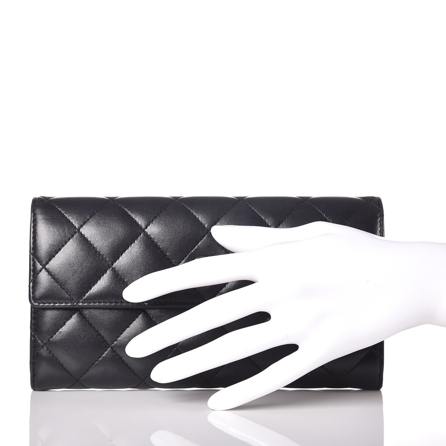 Chanel Lambskin Quilted Large Gusset Flap Wallet Black 2 of 10