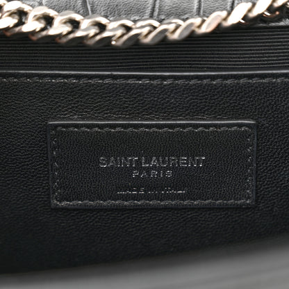 Saint Laurent Calfskin Crocodile Embossed Medium Classic Monogram Kate Tassel Satchel Black 6 of 11