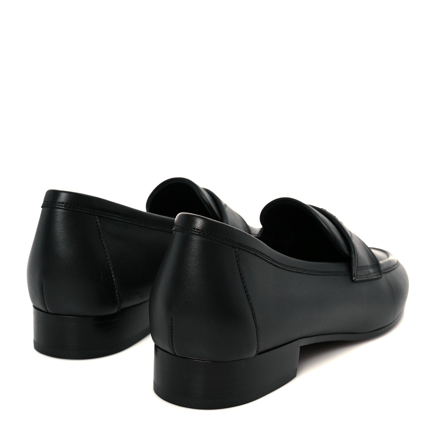 Calfskin Womens Stitched CC Loafers 38 Black