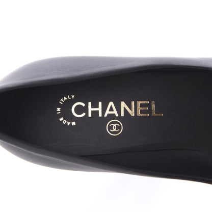 Chanel Calfskin Patent CC Cap Toe Platform Chain Pumps 39.5 Navy Black 6 of 10