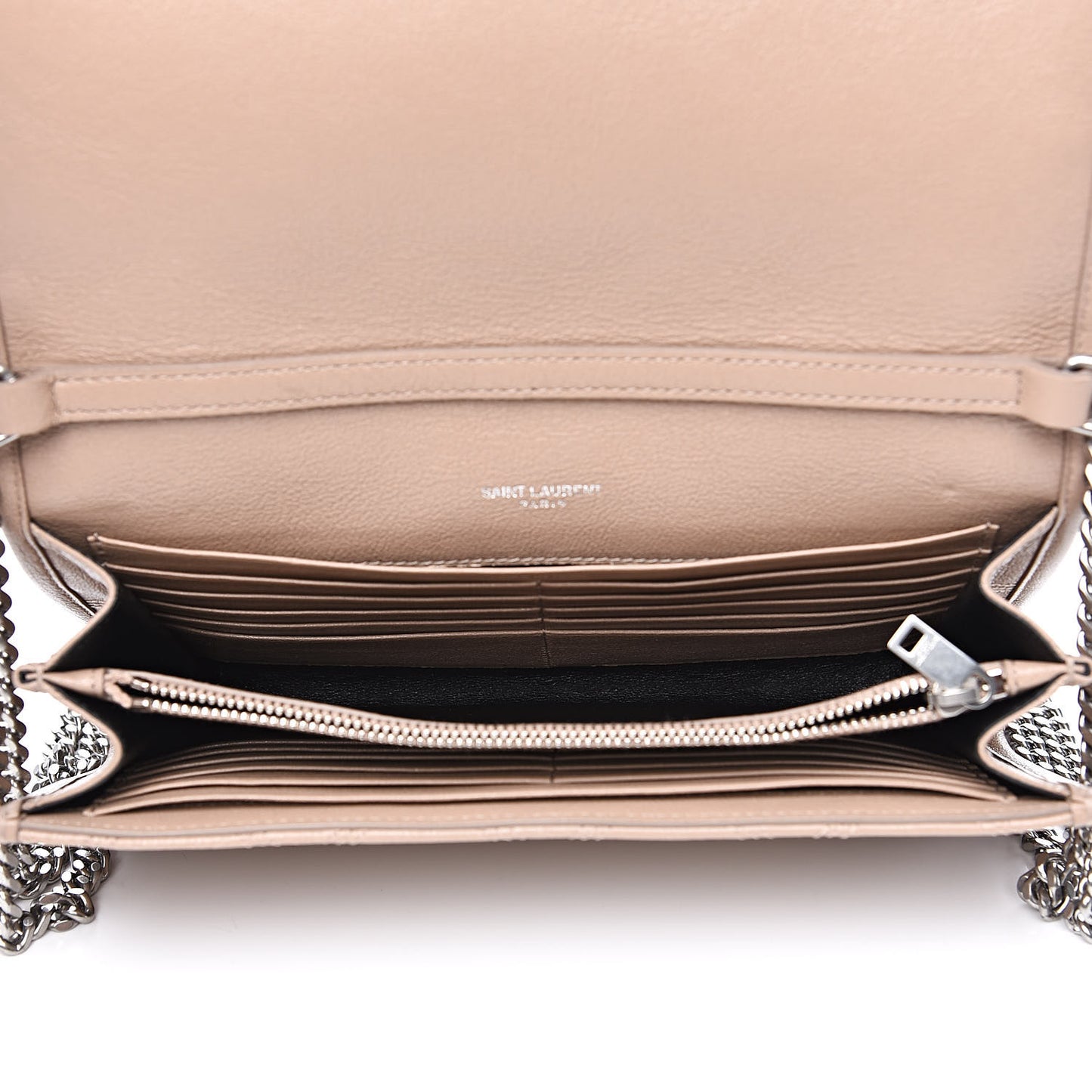 Lambskin Diamond Quilted Becky Chain Wallet Gold Sand