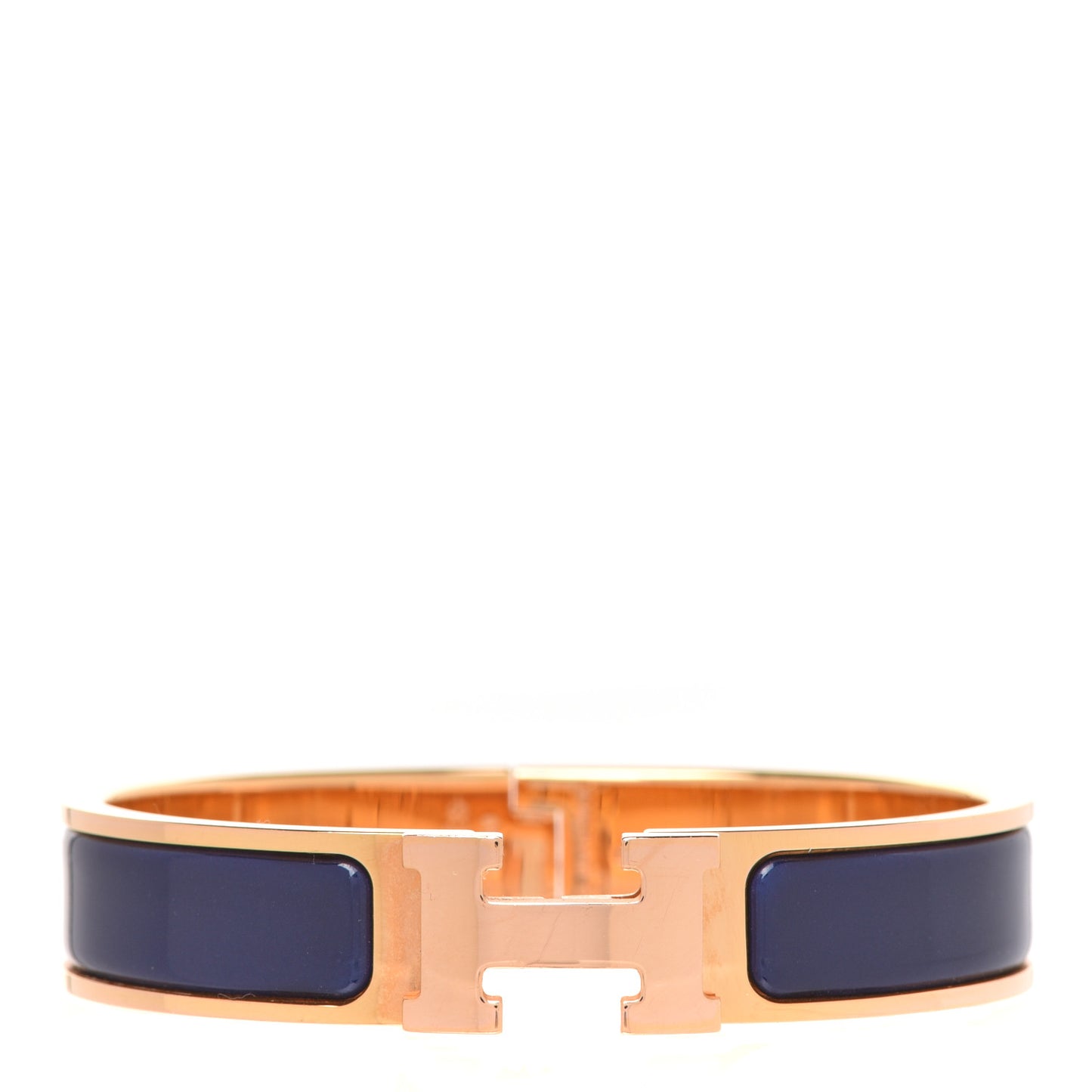 Narrow Enamel Clic Clac H Bracelet GM Bleu Biarritz