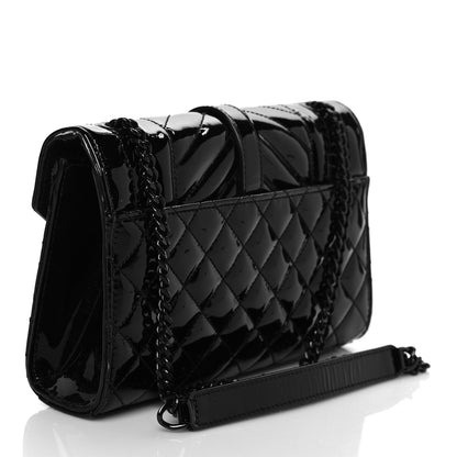 Saint Laurent Patent Mixed Matelasse Triquilt Small Monogram Satchel Black 3 of 9