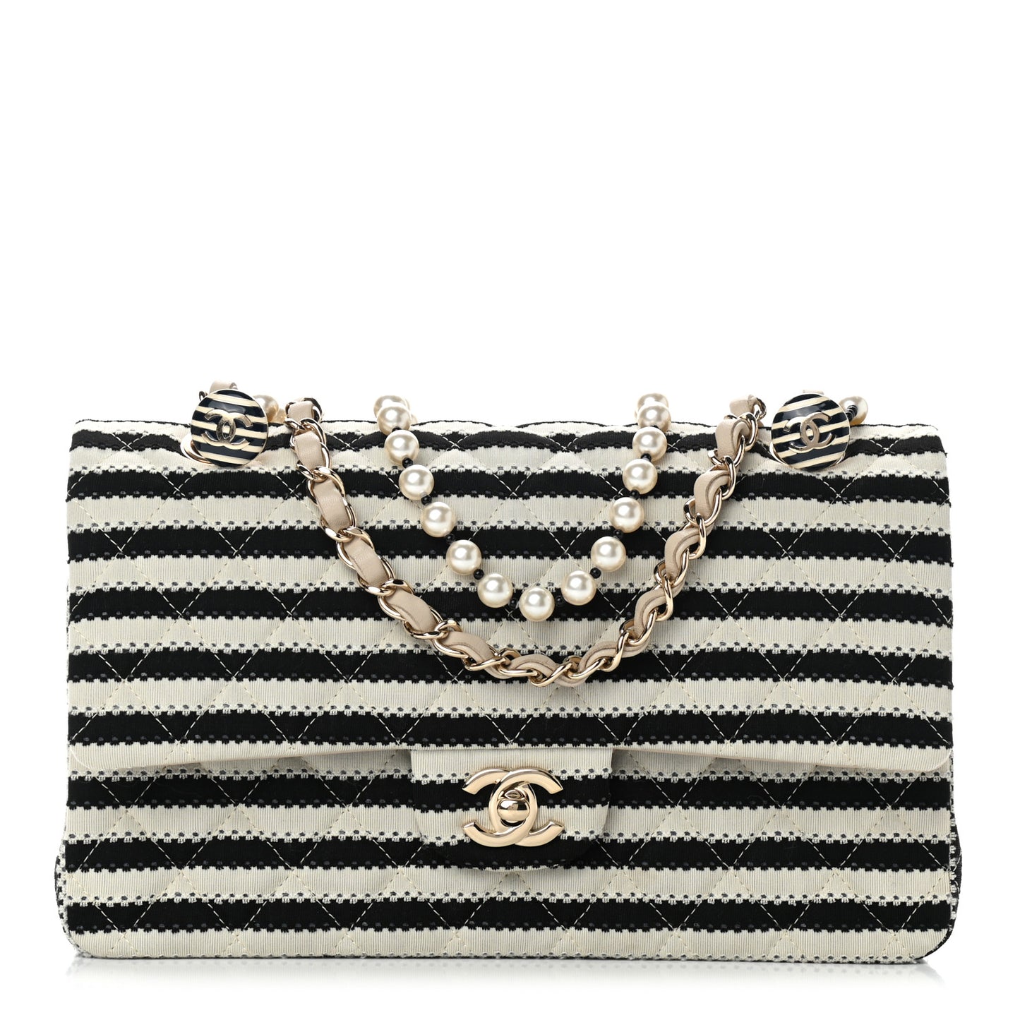 Jersey Quilted Medium Coco Sailor Flap Black White