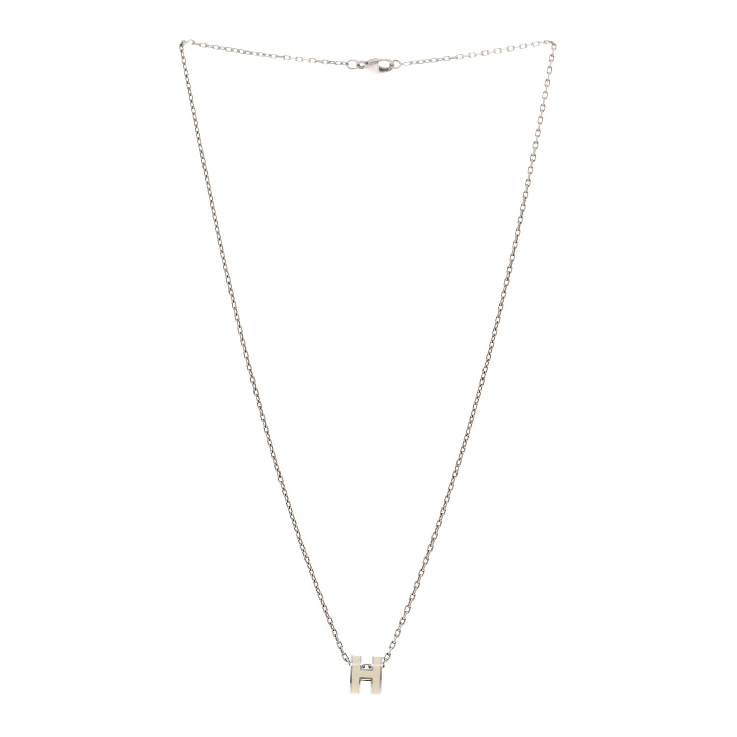 Lacquered Palladium Mini Pop H Pendant Necklace White