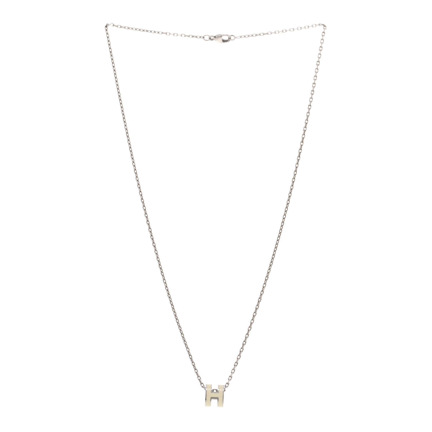 Hermes Lacquered Palladium Mini Pop H Pendant Necklace White 3 of 6