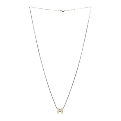 Hermes Lacquered Palladium Mini Pop H Pendant Necklace White 3 of 6