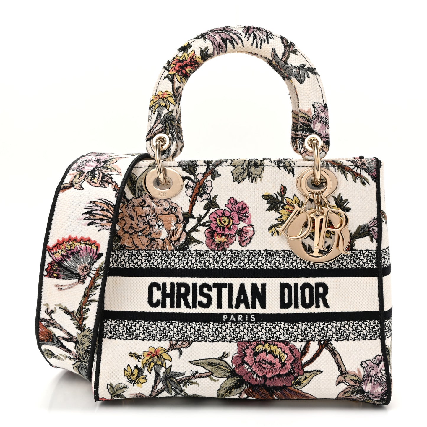 Canvas Embroidered Jardin Botanique Medium Lady D-Lite White Multicolor