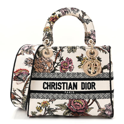 Christian Dior Canvas Embroidered Jardin Botanique Medium Lady D-Lite White Multicolor 1 of 12