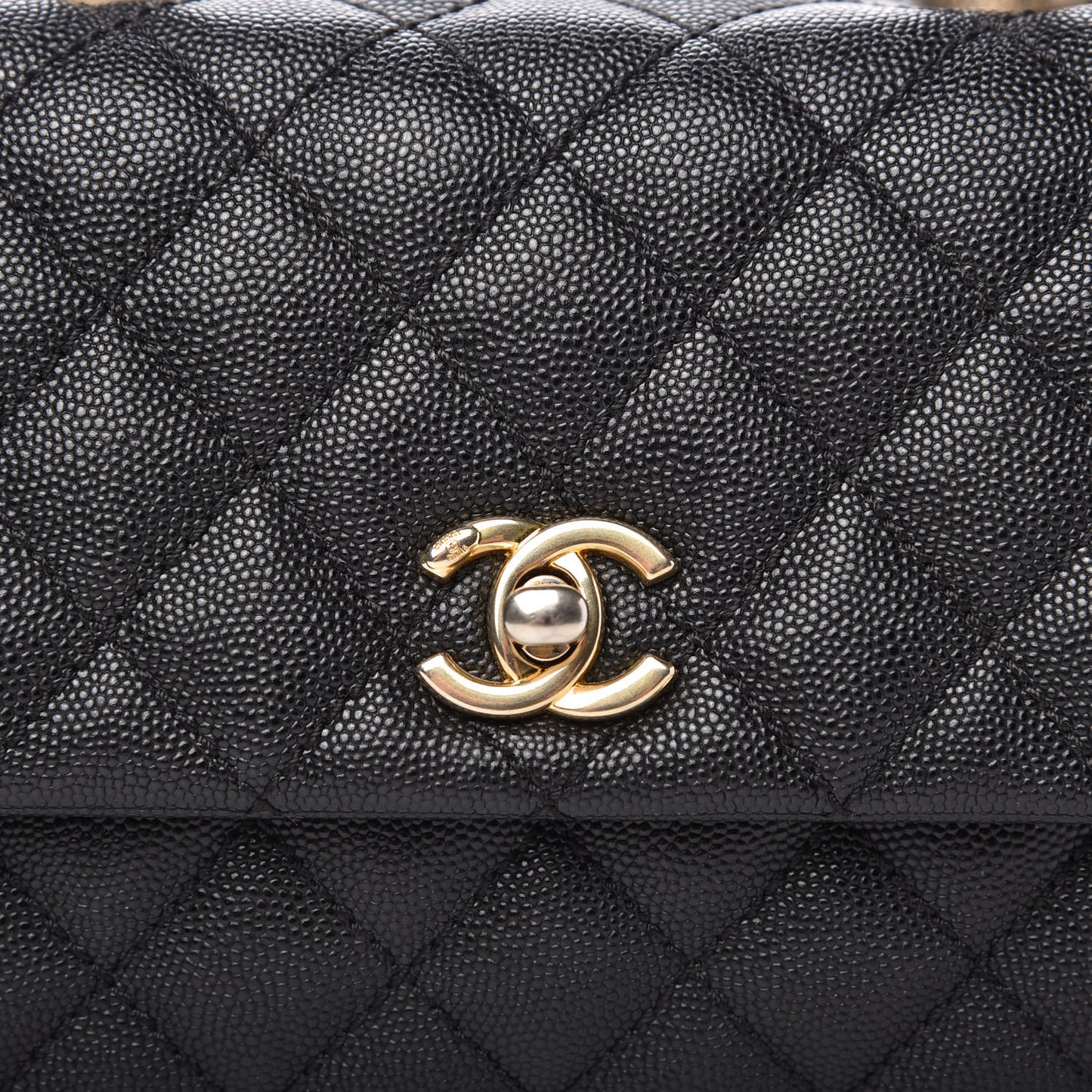 Caviar Quilted Mini Coco Handle Flap Black