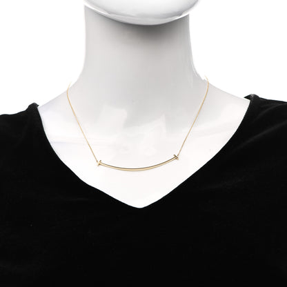 Tiffany 18K Yellow Gold Large T Smile Pendant Necklace 2 of 6