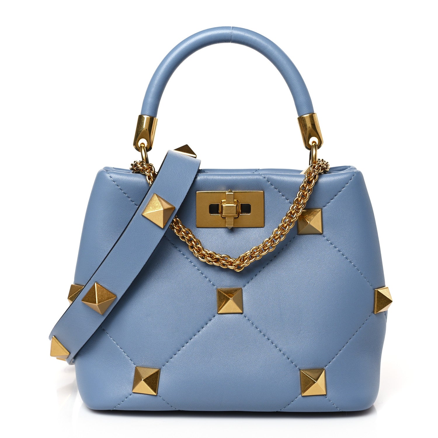 Valentino Garavani Nappa Small Roman Stud The Handle Bag Niagara 1 of 8