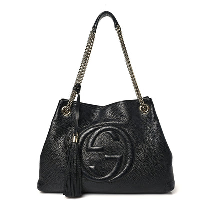 Gucci Pebbled Calfskin Medium Soho Chain Shoulder Bag Black 1 of 11
